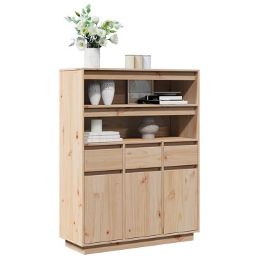 vidaXL Highboard 89x34x116,5cm Μασίφ ξύλο πεύκο 1 τεμ.