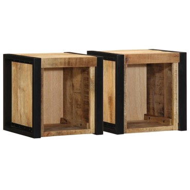 vidaXL Κομοδίνα 2 τεμ. 40x35x40cm Στερεό ακατέργαστο ξύλο Mango
