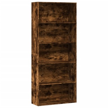 vidaXL Ντουλάπι βιβλίων καπνιστή δρυς 80x30x189cm Κατασκευασμένο ξύλο 1 τεμ.