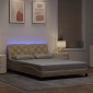 vidaXL Πλαίσιο κρεβατιού με LED χωρίς στρώμα Κρέμα 120x200 cm Ύφασμα