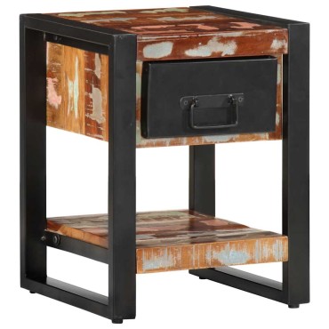 vidaXL Κομοδίνο Πολύχρωμο 35x34x45cm Στερεό ξύλο αναγεννημένο 1 τεμ.