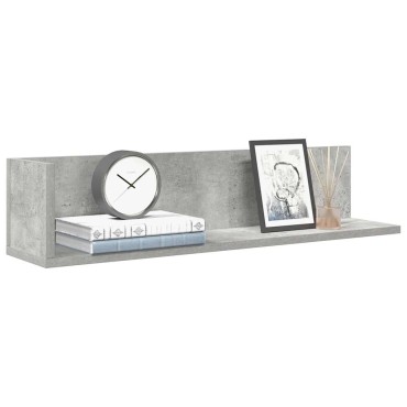 vidaXL Ράφια τοίχου 2 τεμ. Μπετόν Γκρι 75x16,5x16,5cm Ξύλο μηχανής