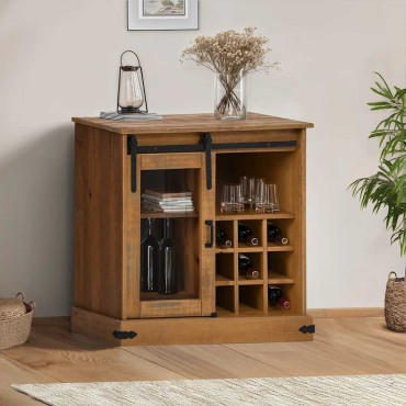 vidaXL Sideboard HALDEN με συρόμενη πόρτα 80x40x80cm μασίφ ξύλο 1 τεμ.