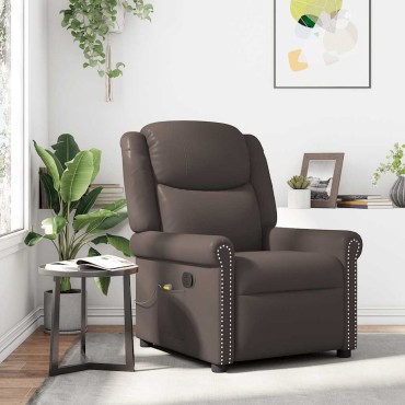 vidaXL Πολυθρόνα Μασάζ Γυαλ. Καφέ Συνθ. Δέρμα 77x92,5x99 cm 1 τεμ.