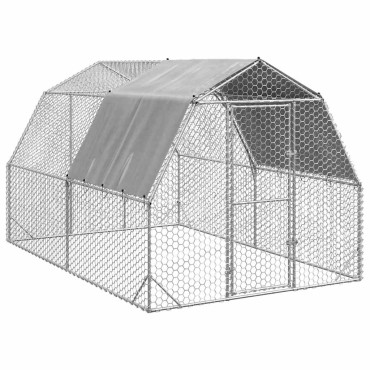 vidaXL Τρέξιμο για κοτόπουλα με οροφή 2,5x4x2,25 μ. από Γαλβ. Χάλυβα
