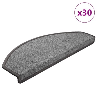 vidaXL Πατάκια για σκάλες 30 τεμάχια Σκούρο Γκρι 65x24x4 εκ.
