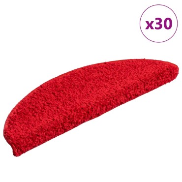 vidaXL Πατάκια για σκάλες 30 τεμάχια Κόκκινο 56x17x3 εκ.