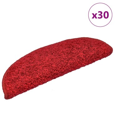 vidaXL Πατάκια για σκάλες 30 τεμάχια Κόκκινο 65x21x4 cm