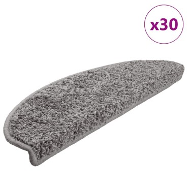 vidaXL Πατάκια για σκάλες 30 τεμάχια Γκρι 65x21x4 cm