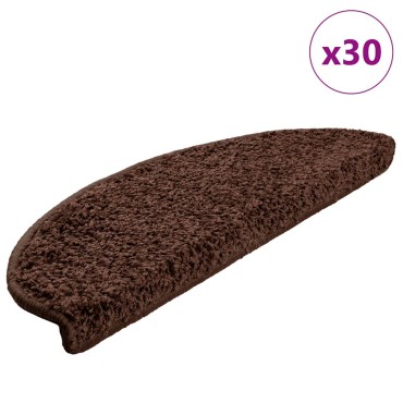 vidaXL Πατάκια για σκάλες 30 τεμάχια Καφέ 65x21x4 cm