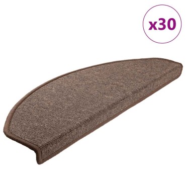 vidaXL Πατάκια για σκάλες 30 τεμάχια Καφέ καφέ 65x24x4 cm