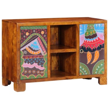 vidaXL Sideboard Πολύχρωμο 90x35x60 μασίφ ξύλο ακακίας