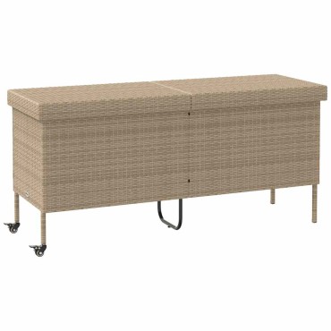 vidaXL Κουτί Αποθήκευσης Κήπου με Ρόδες 160x55x75cm Συνθετικό Ρατάν 1 τεμ.