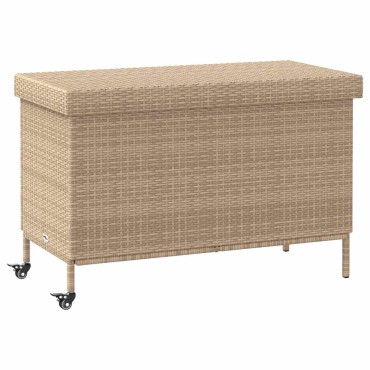 vidaXL Κουτί Αποθήκευσης Κήπου με Ρόδες 110x55x73cm Συνθετικό Ρατάν 1 τεμ.