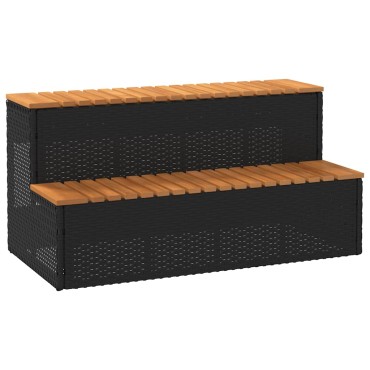 vidaXL Βήμα υδρομασάζ Μαύρο 100x50x50,5 εκ. Συνθετικό Ρατάν/Ακακίας