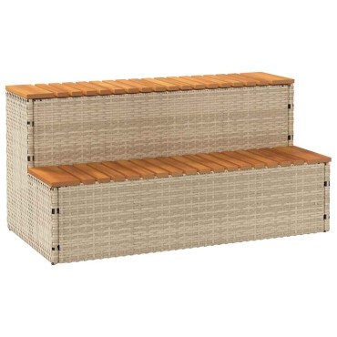 vidaXL Βήμα υδρομασάζ Μπεζ 100x50x50,5 εκ. Συνθετικό Ρατάν/Ακακίας