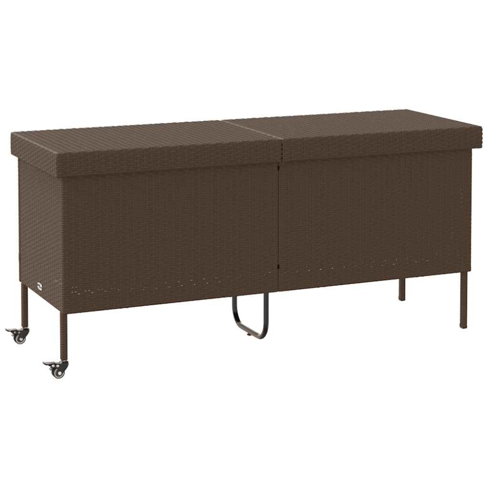 vidaXL Κουτί Αποθήκευσης Κήπου με Ρόδες 160x55x75cm Συνθετικό Ρατάν 1 τεμ.