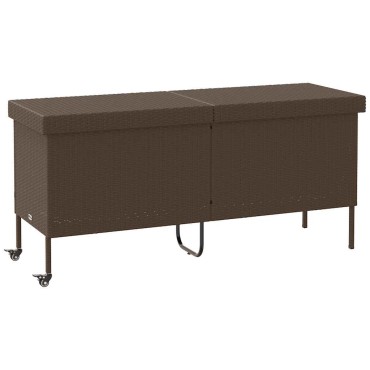 vidaXL Κουτί Αποθήκευσης Κήπου με Ρόδες 160x55x75cm Συνθετικό Ρατάν 1 τεμ.