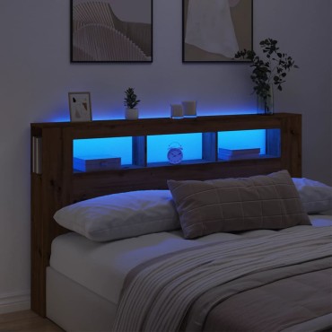 vidaXL LED κεφαλάρι Artisan Oak 180x18,5x103,5cm Κατασκευασμένο ξύλο