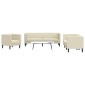 vidaXL Καναπές Chesterfield 3 τεμ. σετ Cream Faux Leather 71x74,5x70,5cm  Διθέσιος Τριθέσιος