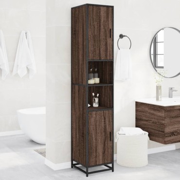 vidaXL Ντουλάπι μπάνιου καφέ δρυς 35x37,5x188,5cm Κατασκευασμένο ξύλο