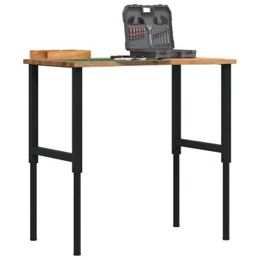 vidaXL πάγκος εργασίας ανοιχτό καφέ 100x60x(71,5-98)cm μασίφ ξύλο δρυς