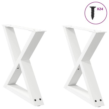 vidaXL Πόδια τραπεζιού σαλονιού 2 τεμ. Λευκό 60x(42-43,3)cm Ατσάλι