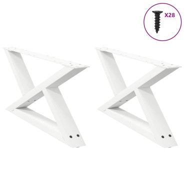 vidaXL Πόδια τραπεζιού σαλονιού 2 τεμ. Λευκό 70x(30-31,3)cm Ατσάλι