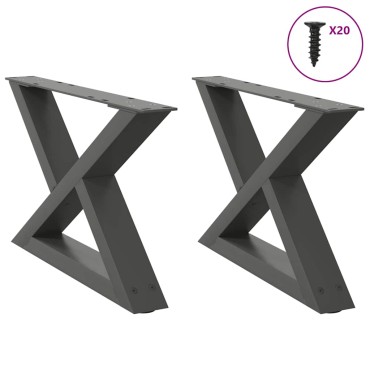 vidaXL Πόδια τραπεζιού σαλονιού 2 τεμ. Ανθρακί 60x(30-31,3)cm