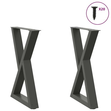 vidaXL Πόδια Τραπεζαρίας 2 τεμ. Ανθρακί 60x(72-73,3)cm Ατσάλι