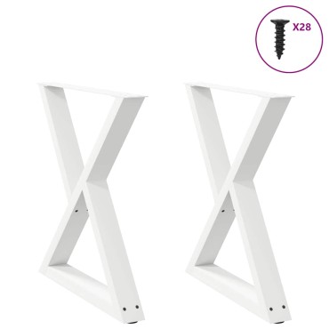 vidaXL Πόδια τραπεζαρίας 2 τεμ. Λευκό 80x(72-73,3)cm Ατσάλι
