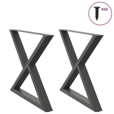 vidaXL Πόδια τραπεζαρίας 2 τεμ. Ανθρακί 90x(72-73,3)cm Χάλυβας