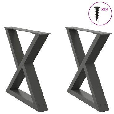 vidaXL Πόδια τραπεζιού σαλονιού 2 τεμ. Ανθρακί 60x(42-43,3)cm