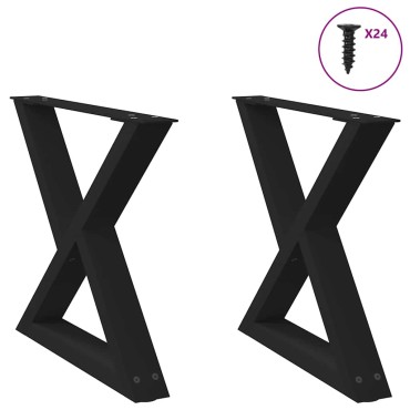 vidaXL Πόδια τραπεζιού σαλονιού 2 τεμ. Μαύρο 50x(42-43,3)cm Ατσάλι