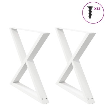 vidaXL Πόδια τραπεζαρίας 2 τεμ. Λευκό 90x(72-73,3)cm Ατσάλι