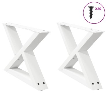 vidaXL Πόδια τραπεζιού σαλονιού 2 τεμ. Λευκό 60x(30-31,3)cm Ατσάλι