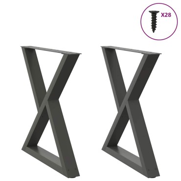 vidaXL Πόδια τραπεζαρίας 2 τεμ. Ανθρακί 80x(72-73,3)cm Ατσάλι