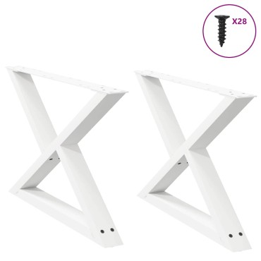 vidaXL Πόδια τραπεζιού σαλονιού 2 τεμ. Λευκό 70x(42-43,3)cm Ατσάλι