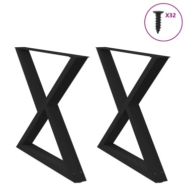 vidaXL Πόδια τραπεζαρίας 2 τεμ. Μαύρο 90x(72-73,3)cm Χάλυβας