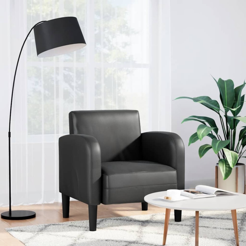 vidaXL Καναπές-καρέκλα με μπράτσα Μαύρο 54cm Faux Leather 1 τεμ.