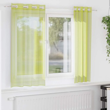 vidaXL Κουρτίνες Voile με ροδέλες 2 τεμάχια Apple Green 140x140cm