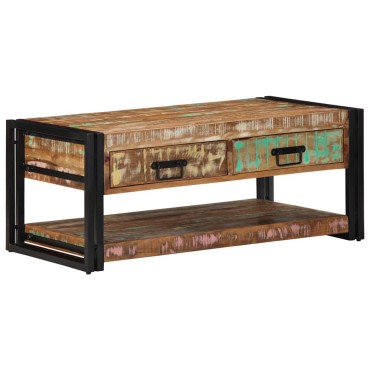 vidaXL Τραπεζάκι σαλονιού πολύχρωμο 90x50x38cm Ξύλο μασίφ αναγεννημένο 1 τεμ.