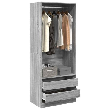 vidaXL Ντουλάπα Γκρι Sonoma 80x50x200cm από Επεξεργασμένο Ξύλο 1 τεμ.