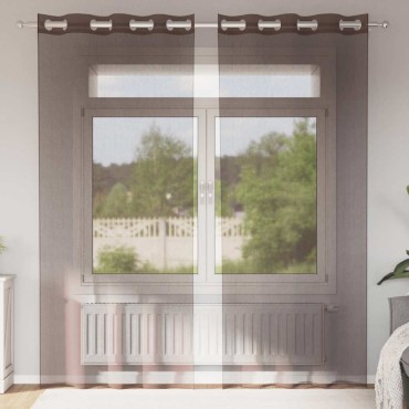 vidaXL Κουρτίνες Voile με ροδέλες 2 τεμάχια Καφέ 140x245cm