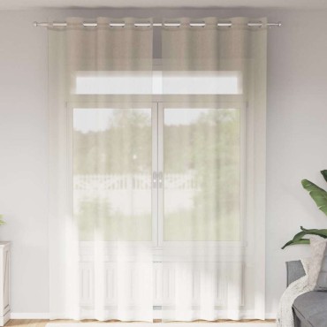 vidaXL Κουρτίνες Voile με ροδέλες 2 τεμάχια Κρεμ 140x260 εκ.
