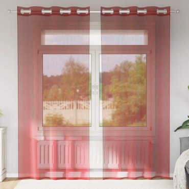 vidaXL Voile κουρτίνες με ροδέλες 2 τεμάχια Μπορντό 140x245cm