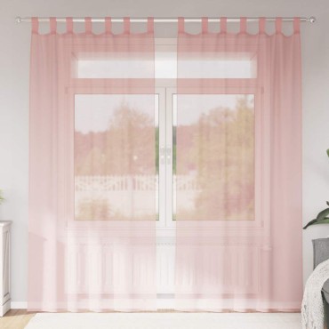 vidaXL Voile κουρτίνες με τσέπες ράβδου 2 τεμάχια Ροζ 140x225cm