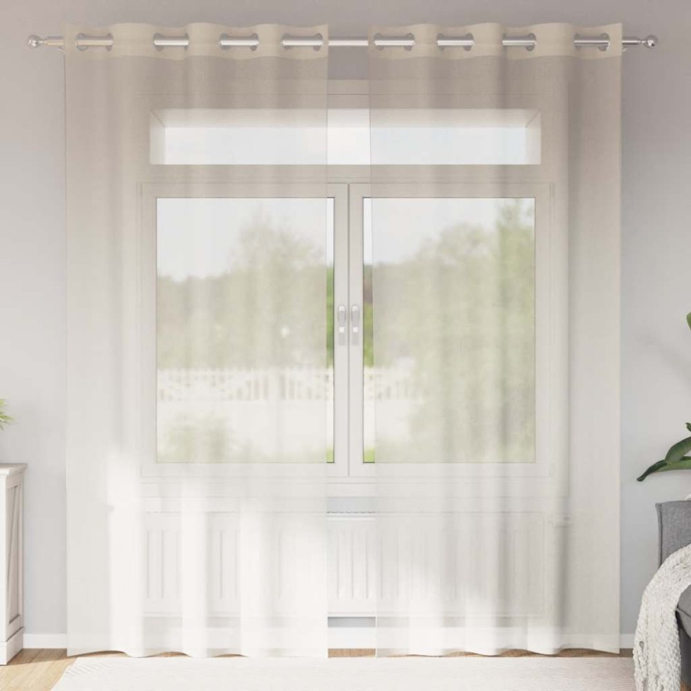 vidaXL Κουρτίνες Voile με ροδέλες 2 τεμάχια Κρεμ 140x225cm
