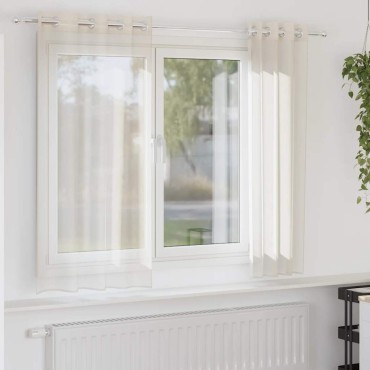 vidaXL Κουρτίνες Voile με ροδέλες 2 τεμάχια Κρεμ 140x140cm