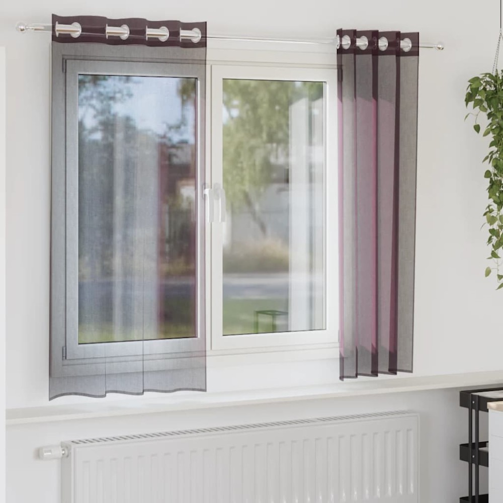 vidaXL Κουρτίνες Voile με ροδέλες 2 τεμάχια Μοβ 140x175cm